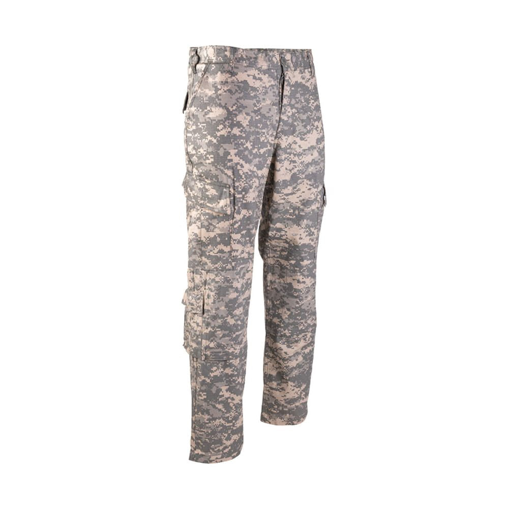 Pantalones US tipo ACU rip-stop ACU DIGITA, detalle de bolsillos y perneras