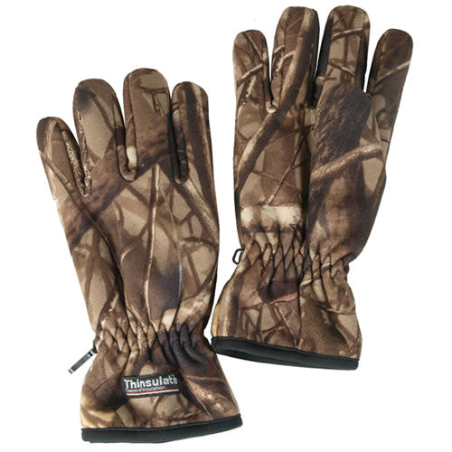 Guantes Hunter Wildtree Camo con dedos en camuflaje, material 100% poliéster, imagen del producto