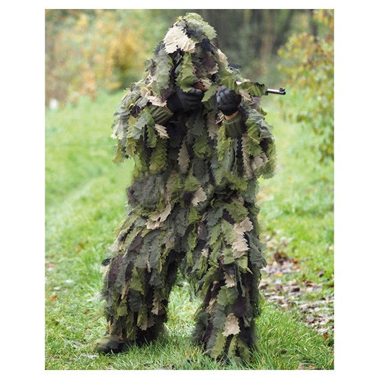 Traje ghillie Oak Leaf 3D Woodland: pantalón, chaqueta con capucha y envoltura, 100% poliéster