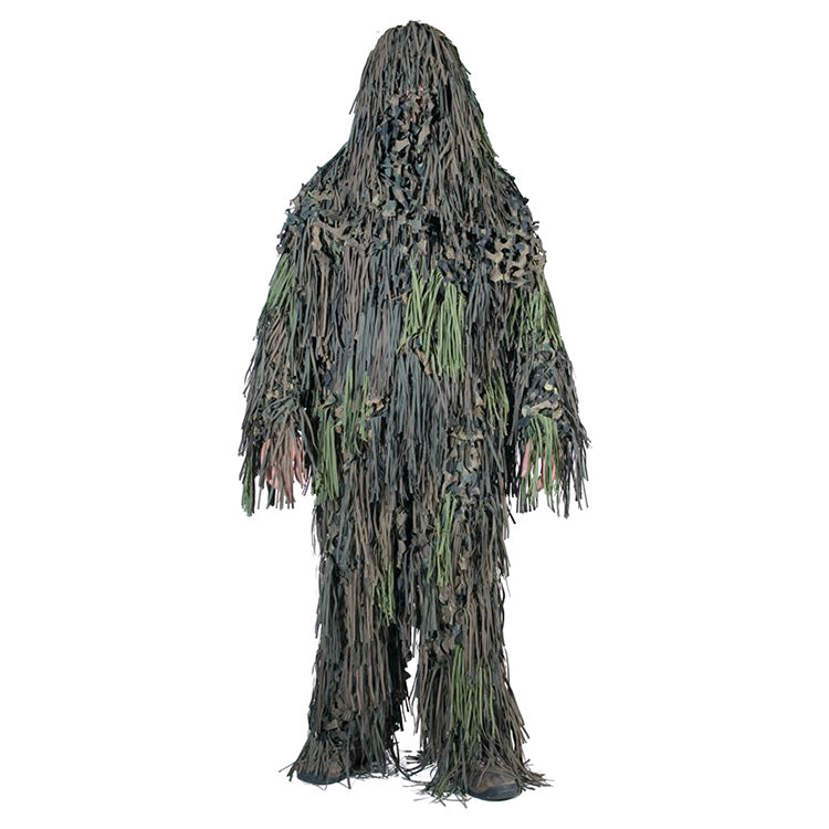 Traje camuflaje Ghillie Jackal Woodland, 3 piezas (chaqueta, pantalón, capucha), red ligera 3D