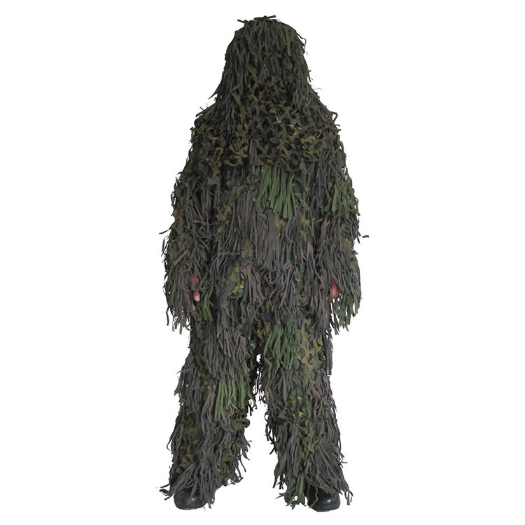 Traje camuflaje Ghillie Jackal Woodland, 3 piezas (chaqueta, pantalón, capucha), red ligera 3D