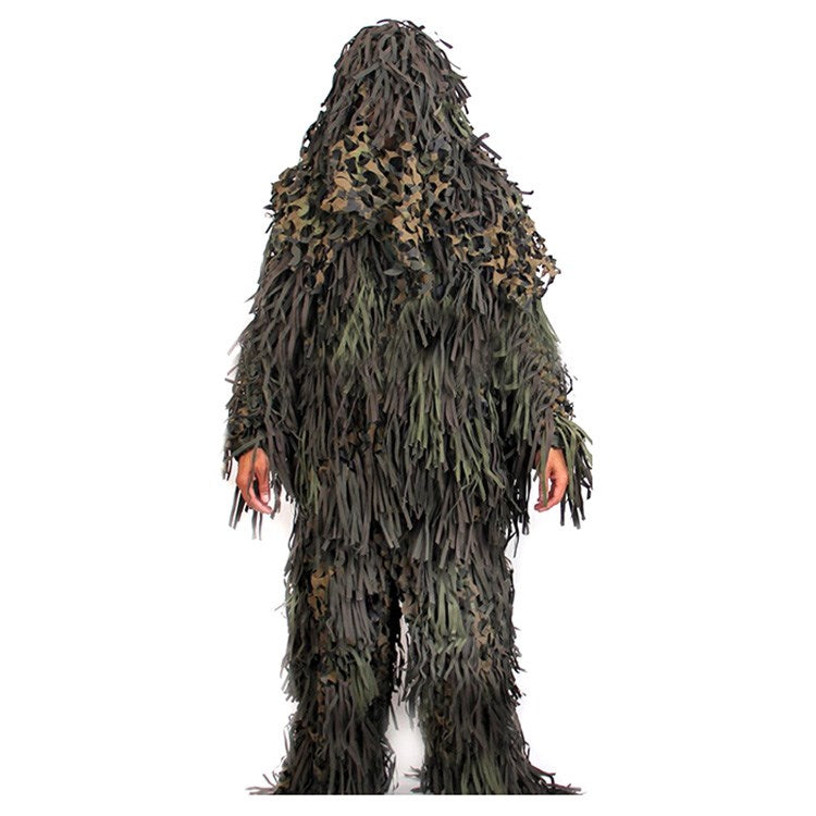 Traje camuflaje Ghillie Jackal Woodland, 3 piezas (chaqueta, pantalón, capucha), red ligera 3D