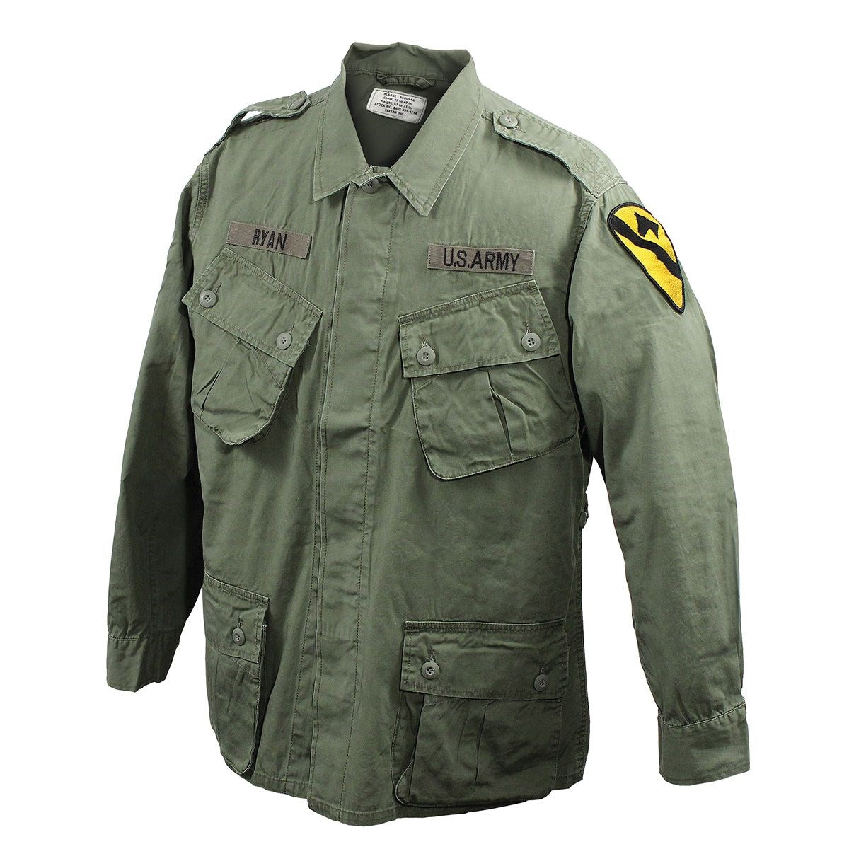 Blusa M64 Vietnam verde con bolsillos inclinados — reproducción ligera en 100% algodón prelavado