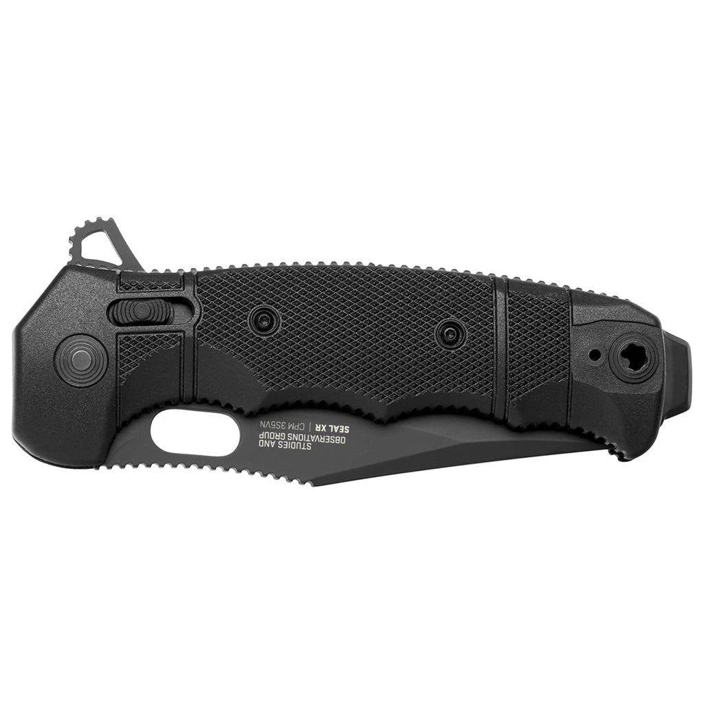 Navaja plegable SEAL XR negra con hoja lisa S35VN y mango GRN