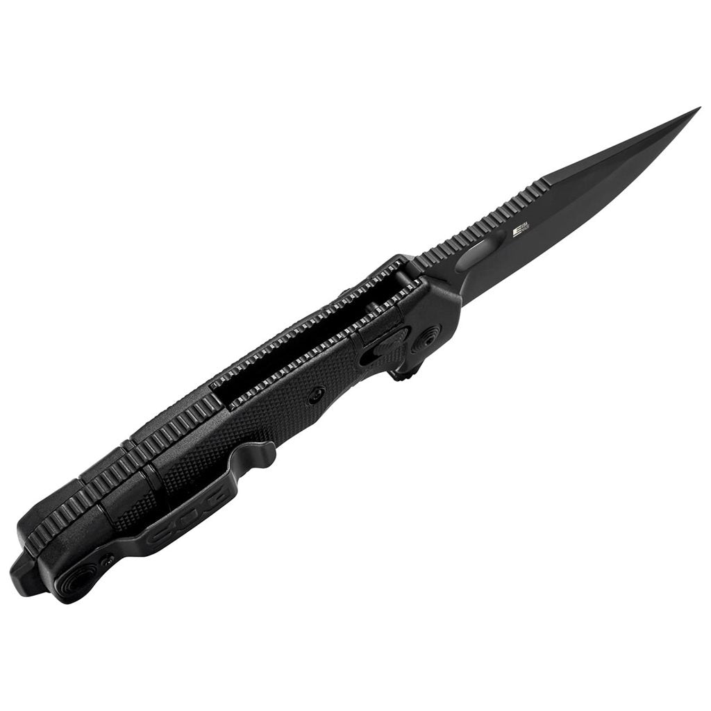 Navaja plegable SEAL XR negra con hoja lisa S35VN y mango GRN