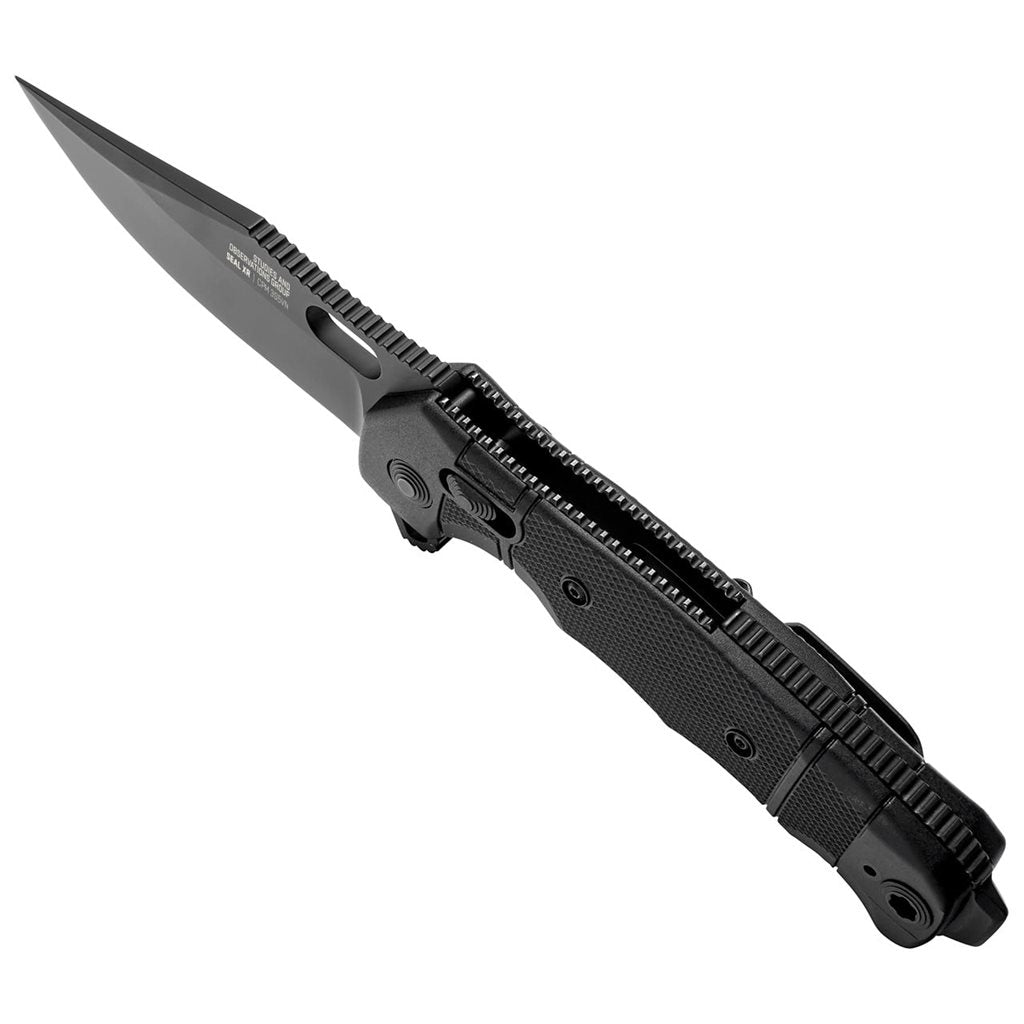 Navaja plegable SEAL XR negra con hoja lisa S35VN y mango GRN