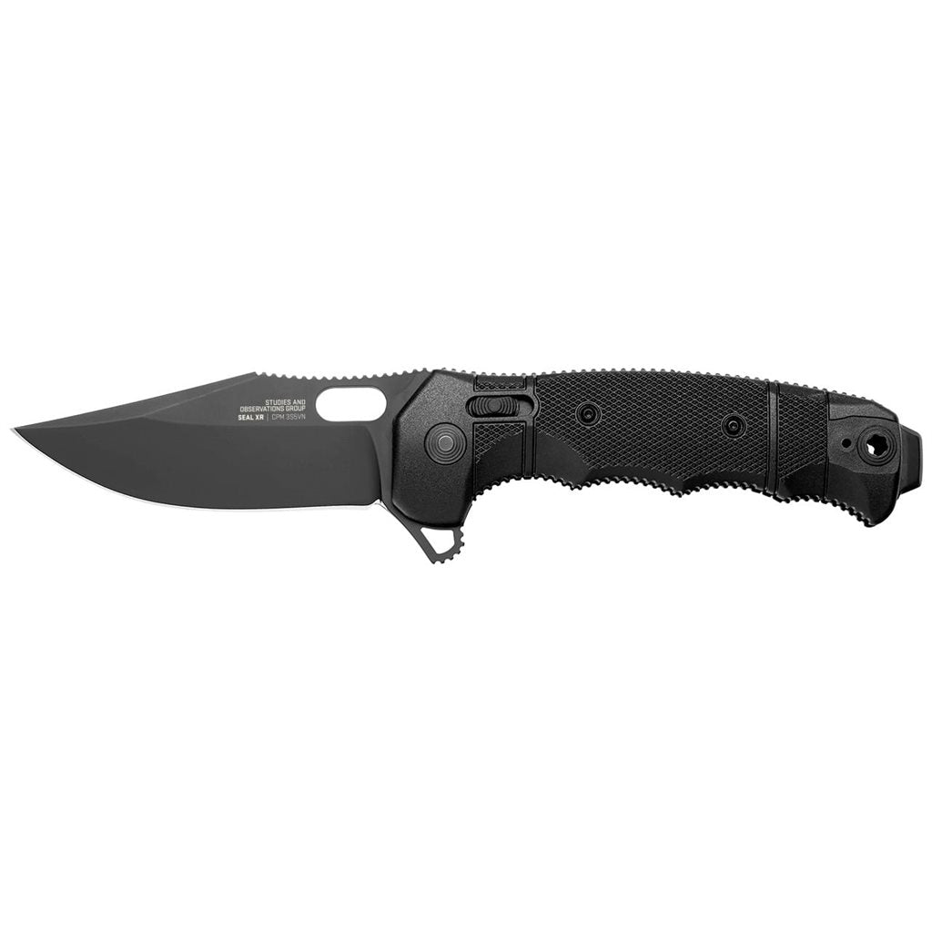 Navaja plegable SEAL XR negra con hoja lisa S35VN y mango GRN