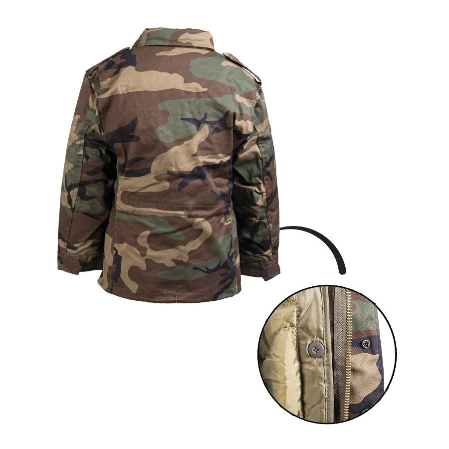 Chaqueta infantil estilo M65 con forro desmontable WOODAND, 4 bolsillos y capucha oculta