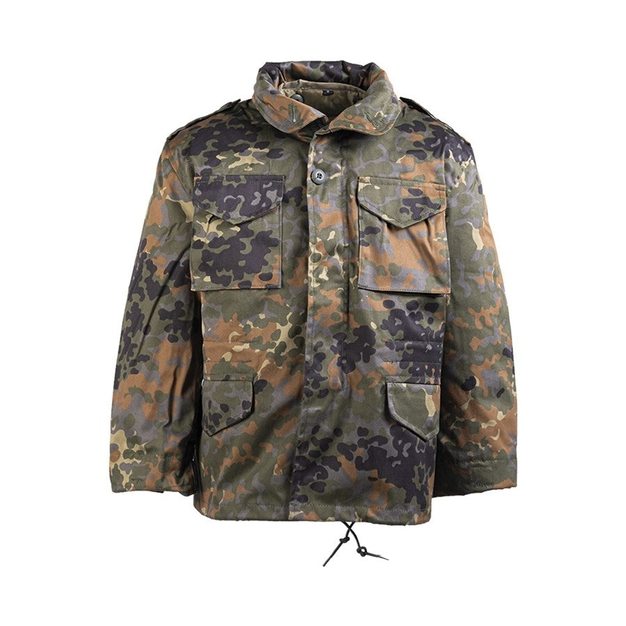 Chaqueta infantil estilo M65 Flecktarn con forro desmontable y capucha oculta