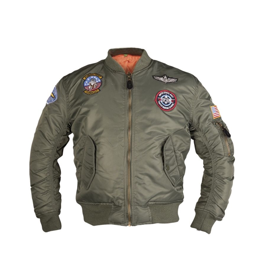 Chaqueta bomber infantil MA1® con cierre metálico, bolsillos y parches