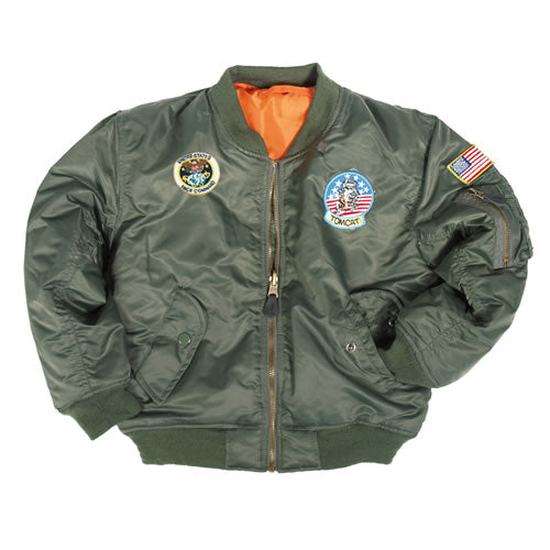 Chaqueta bomber infantil MA1® con cierre metálico, bolsillos y parches