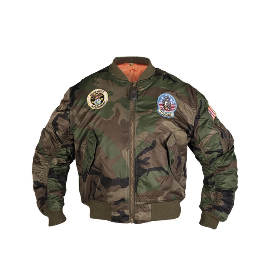 Cazadora bomber infantil MA1® WOODAND con cierre metálico grande y bolsillos