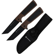 Set 1911: cuchillo fijo con funda y navaja plegable con hojas tanto recubiertas en negro