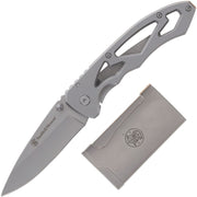 Set cuchillo plegable CK400L con hoja de filo liso acabado satinado y mechero de gas