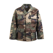 Blusa infantil camuflaje US BDU WOODAND, corte cómodo, material reforzado y cuatro bolsillos