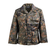 Blusa infantil camuflaje FLECKTARN estilo BDU con 4 bolsillos y puños ajustables
