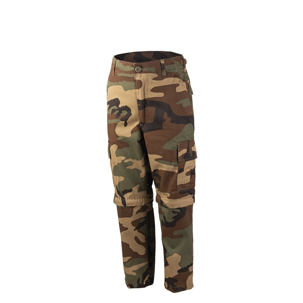 Pantalones infantiles US BDU ZIP-OFF WOODAND con refuerzos y múltiples bolsillos