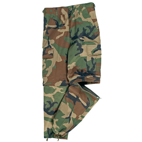 Pantalones infantiles US BDU ZIP-OFF WOODAND con refuerzos y múltiples bolsillos