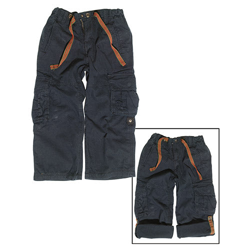 Pantalones infantiles RANGER negros prelavados, 100% algodon, con bolsillos y costuras reforzadas