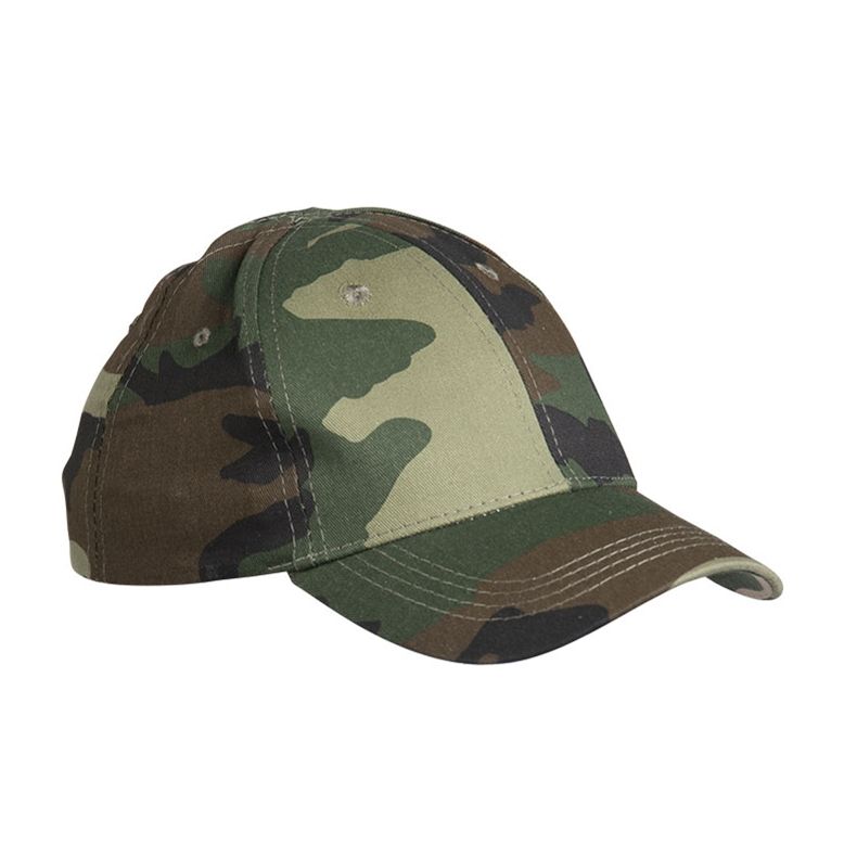 Gorra infantil tipo baseball camuflaje Woodland con visera y cierre ajustable