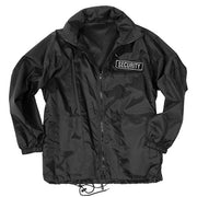 Bunda SECURITY cortavientos negro con cuello alto, cremallera y bolsillos inclinados