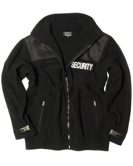 Chaqueta fleece SECURITY negra con refuerzos en codos y hombros y velcro trasero para distintivo