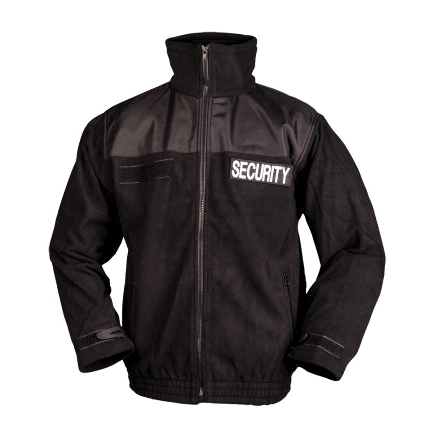 Chaqueta fleece SECURITY negra con refuerzos en codos y hombros y velcro trasero para distintivo