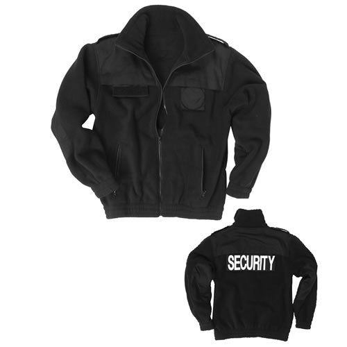 Chaqueta fleece SECURITY negra con refuerzos en codos y hombros y velcro trasero para distintivo
