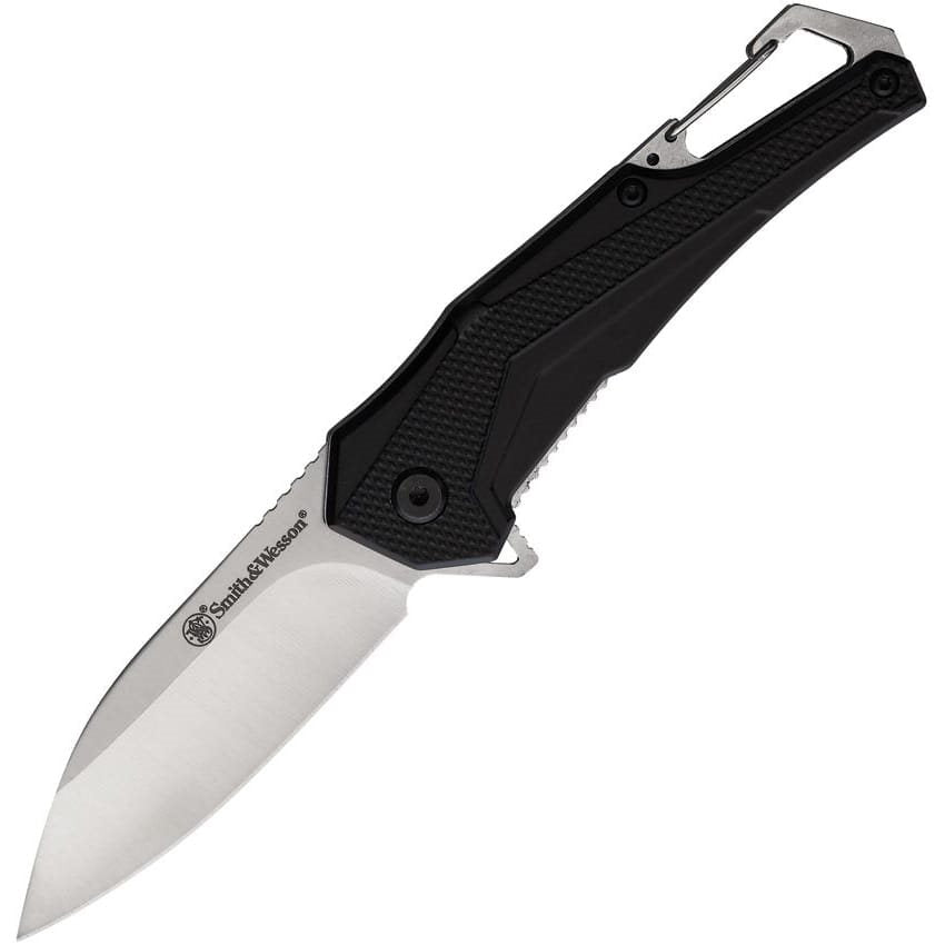 Navaja plegable OASIS CARABINER con mosquetón, hoja lisa en acero 7Cr17MoV y bloqueo Linerlock