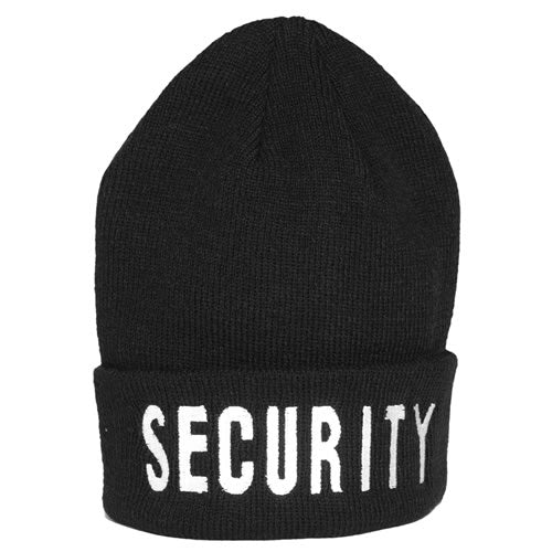 Gorro de punto negro con bordado 'SECURITY' - 100% poliacrílico