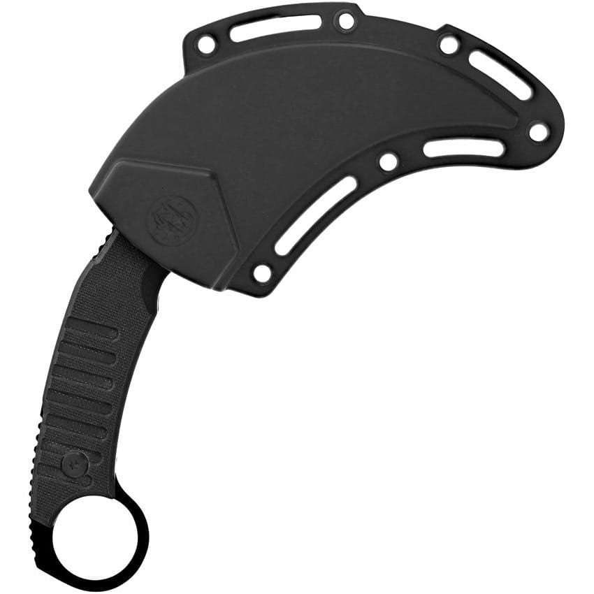 Karambit EXTREME OPS negro, hoja hawkbill de acero inoxidable con recubrimiento antirreflejos