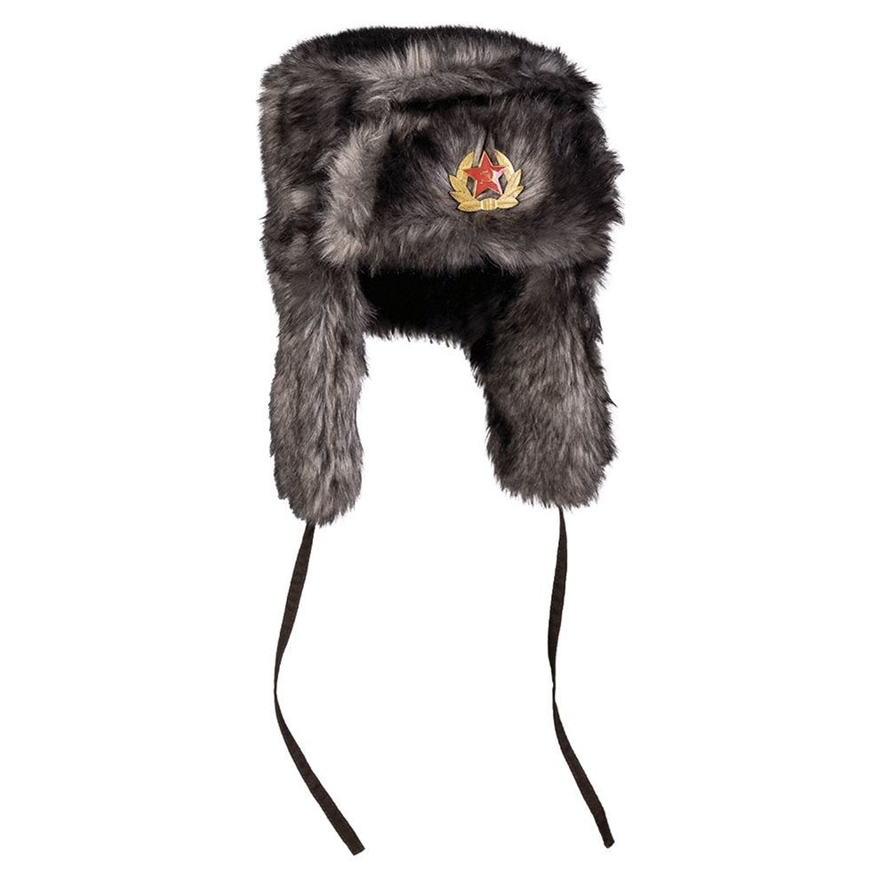 Beranice SHAPKA negro-gris, gorro ruso con pelo sintético visible en la imagen
