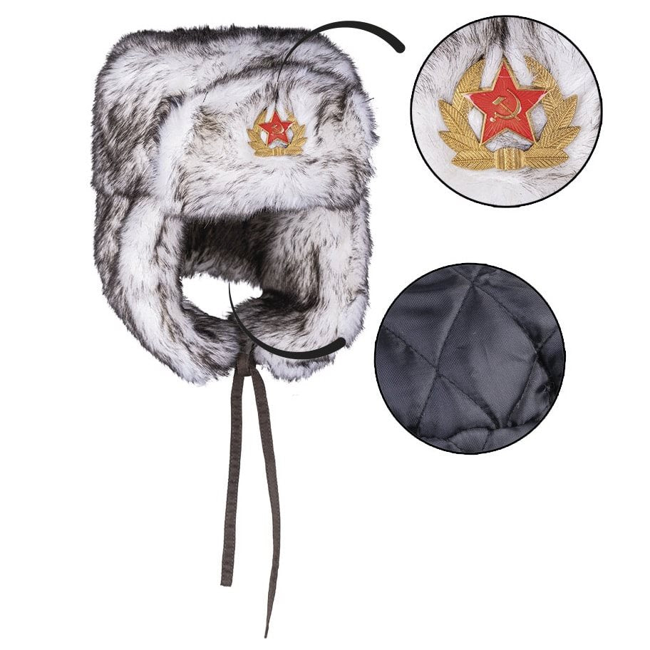 Gorro ruso SHAPKA blanco con piel sintética