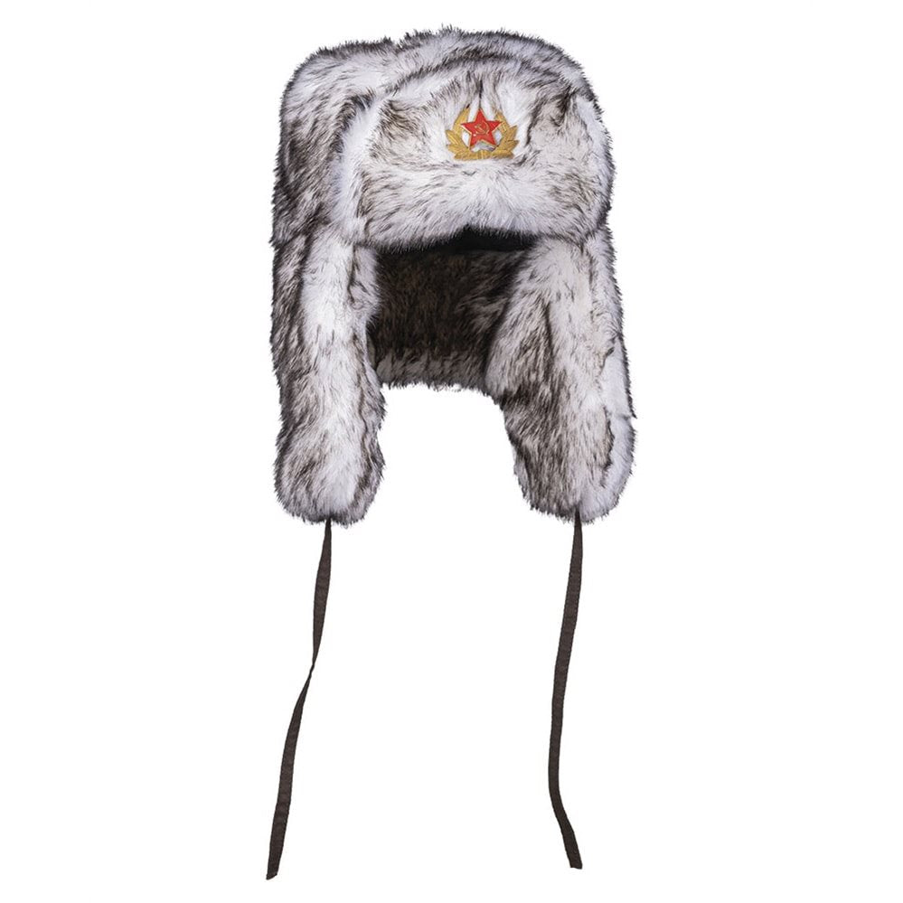 Gorro ruso SHAPKA blanco con piel sintética