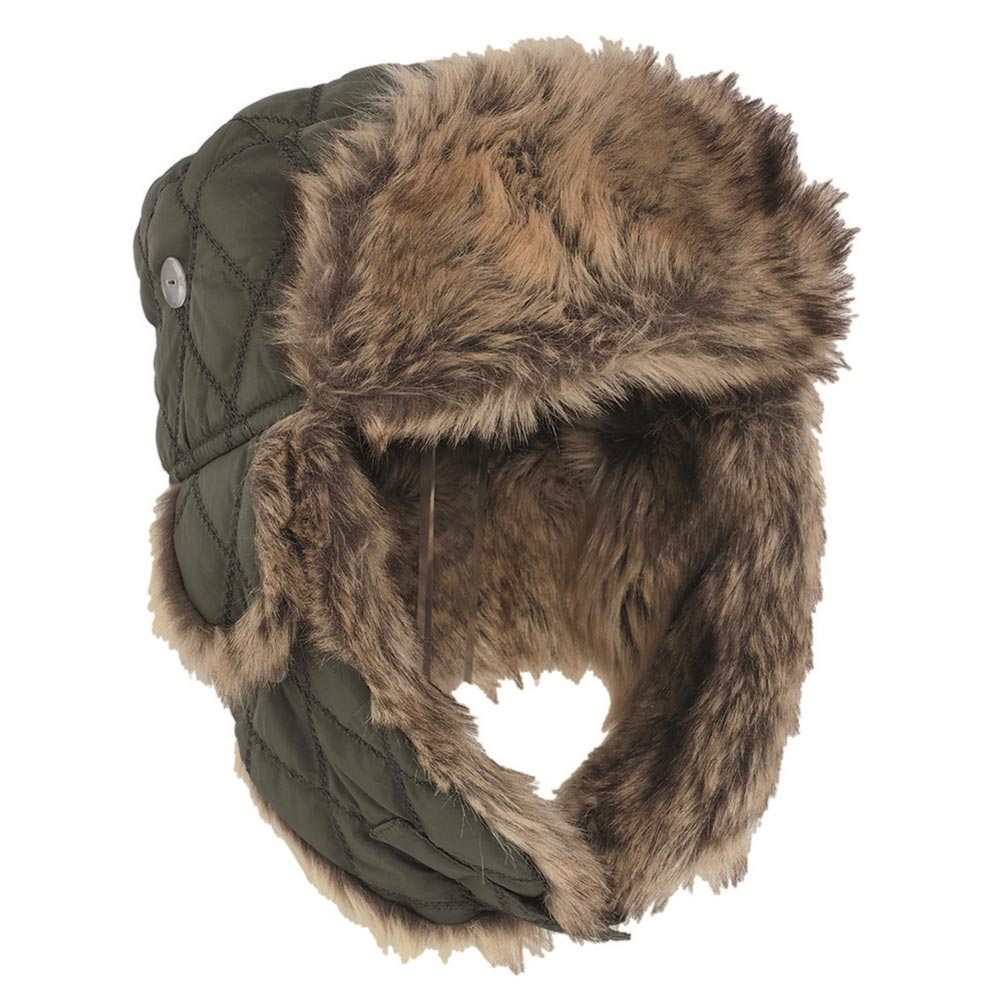Gorro ushanka acolchado verde con pelo sintético - 12104601