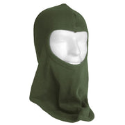 Pasamontañas OFFEN verde con una apertura, 100% algodón 230 g/m2, protege cabeza y cuello