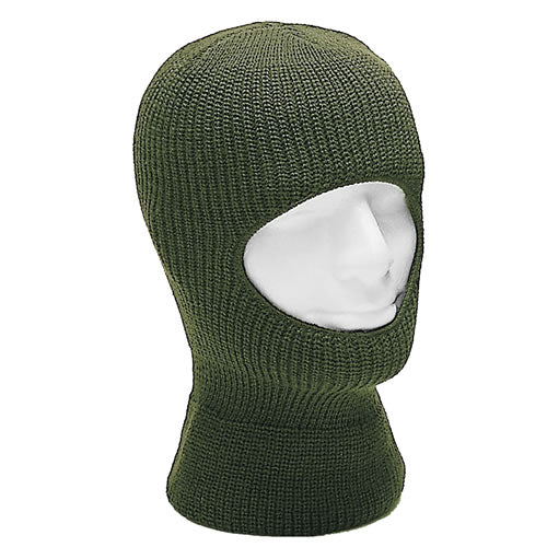 Balaclava pasamontañas tejido verde con un orificio para ojos y boca