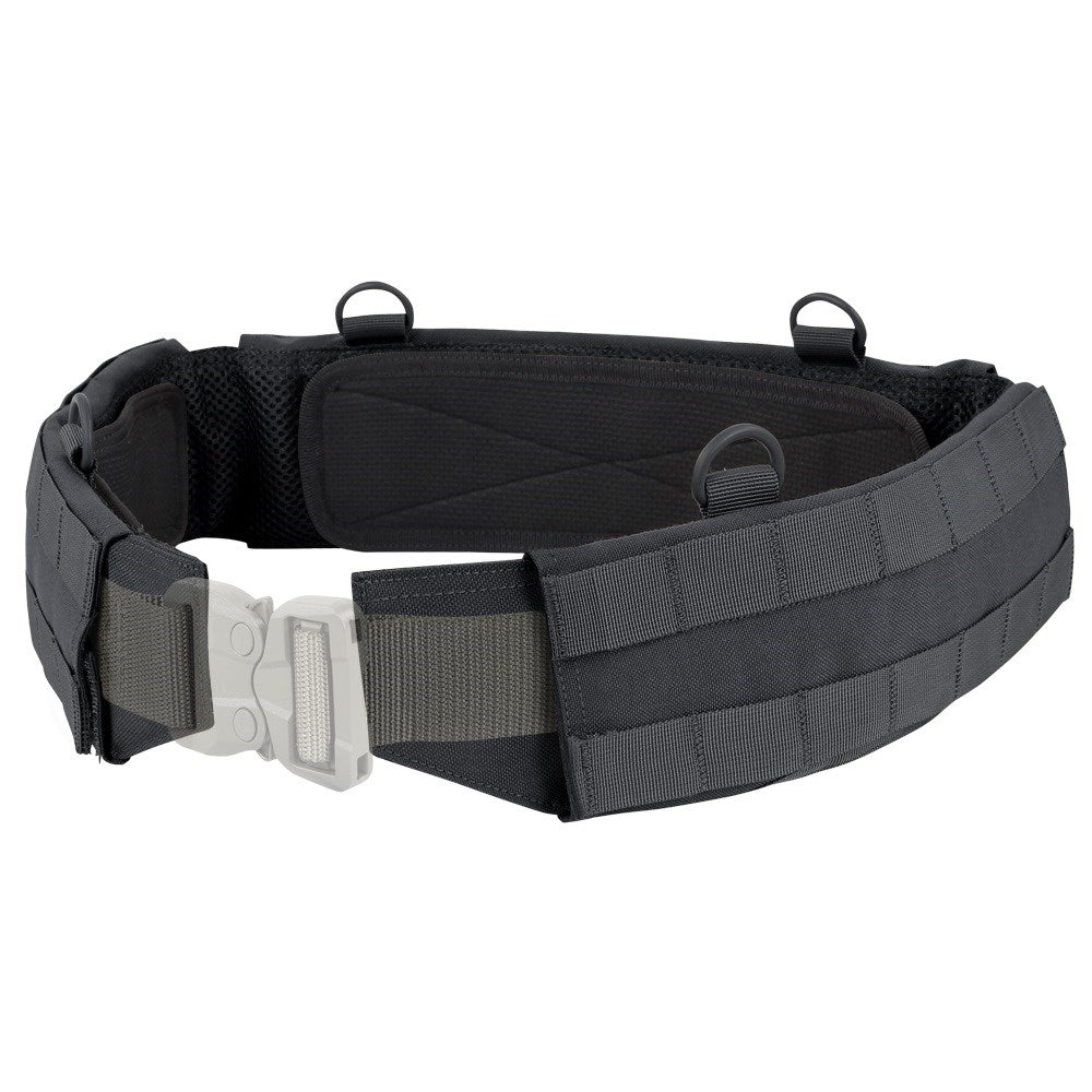 Cinturón de combate MOE estrecho negro con 2 filas MOLLE e inserto gomado antideslizante