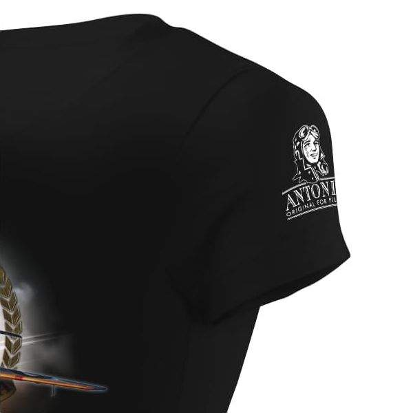 Camiseta mujer negra Spitfire MK.VIII con estampado a todo color