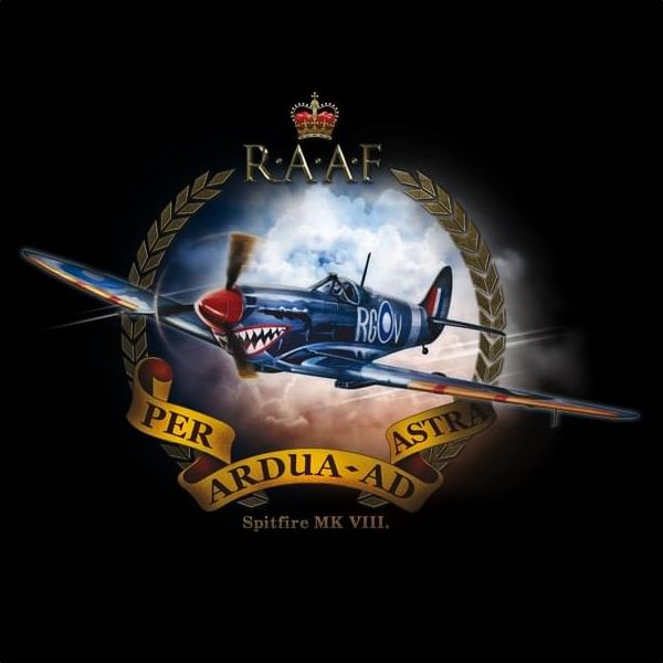 Camiseta mujer negra Spitfire MK.VIII con estampado a todo color