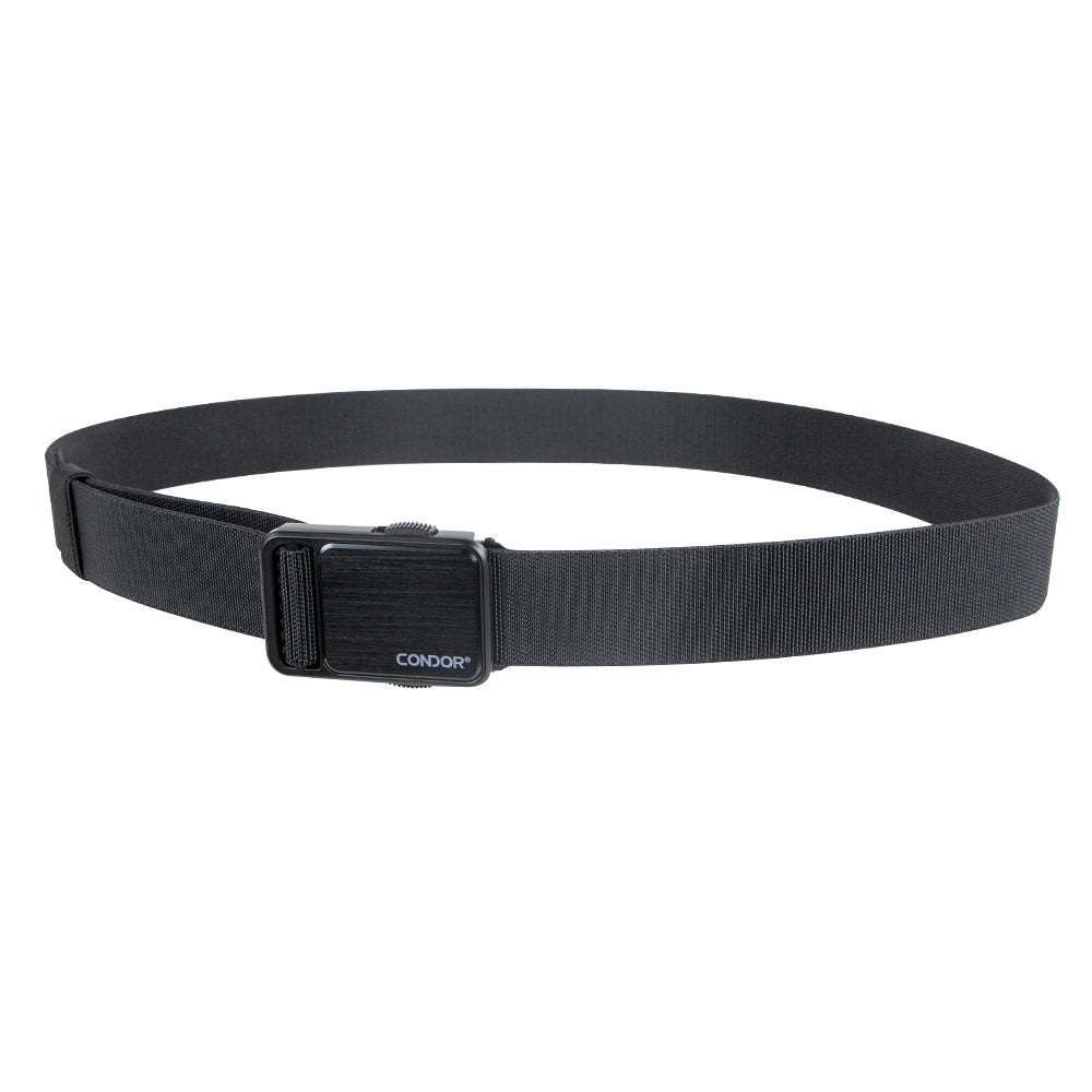Cinturón EDC elástico negro con hebilla de aluminio anodizado