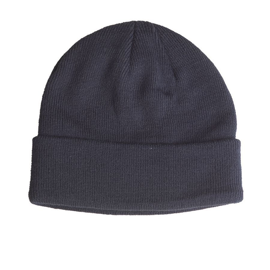 Gorro FEINSTRICK azul de punto fino, puño enrollable, 100% acrílico, talla única