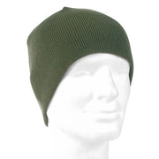 Gorro Beanie tejido poliacrílico verde, ligeramente más largo y ajustado