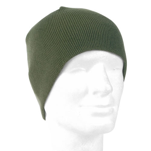 Gorro Beanie tejido poliacrílico verde, ligeramente más largo y ajustado