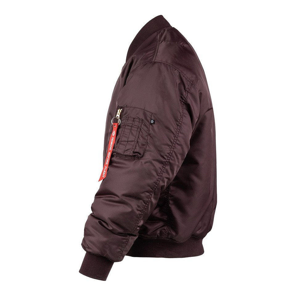 Chaqueta piloto US MA-1 bomber granate morado con forro naranja