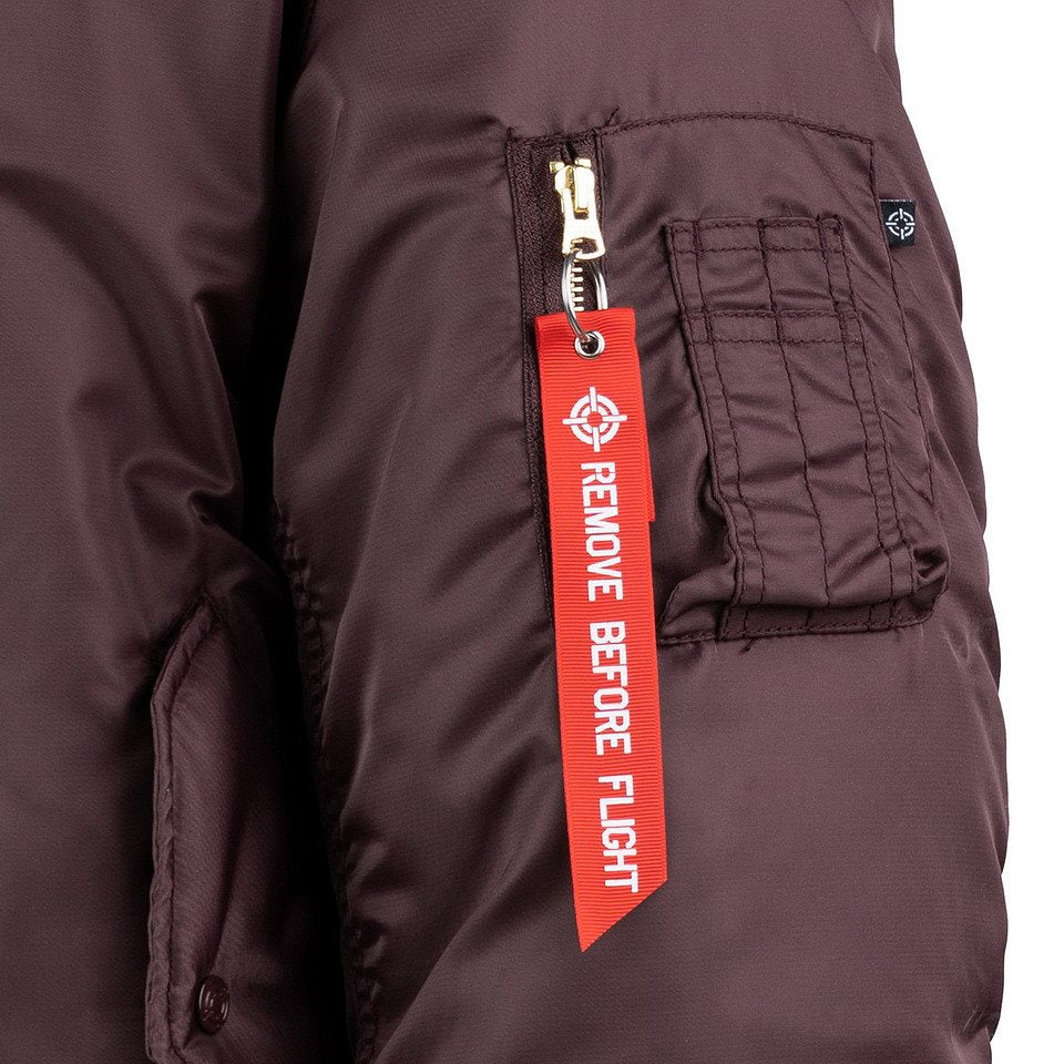 Chaqueta piloto US MA-1 bomber granate morado con forro naranja