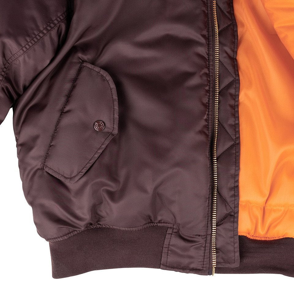 Chaqueta piloto US MA-1 bomber granate morado con forro naranja