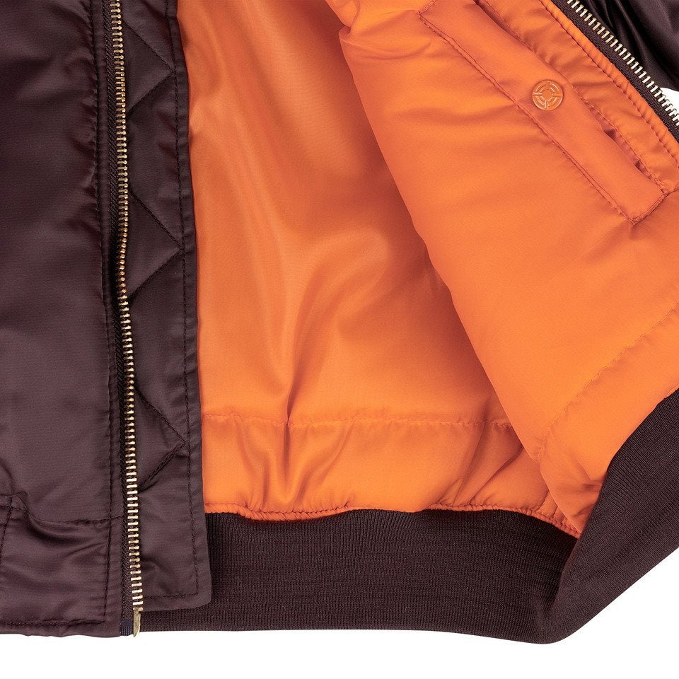 Chaqueta piloto US MA-1 bomber granate morado con forro naranja