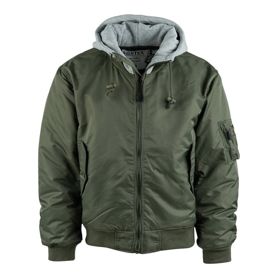 Chaqueta bomber MA1 con capucha ZEENÁ, exterior de nylon y cuello de algodón