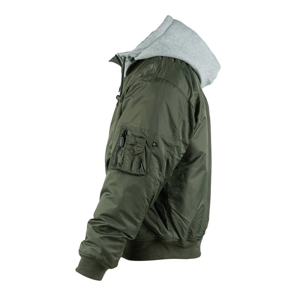 Chaqueta bomber MA1 con capucha ZEENÁ, exterior de nylon y cuello de algodón